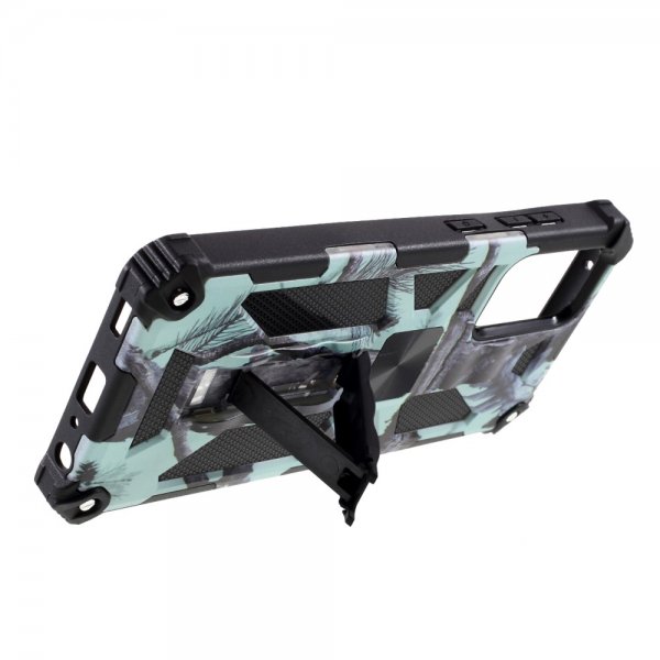 Samsung Galaxy A72 Skal med Metallplatta Stativfunktion Camouflage Ljusblå