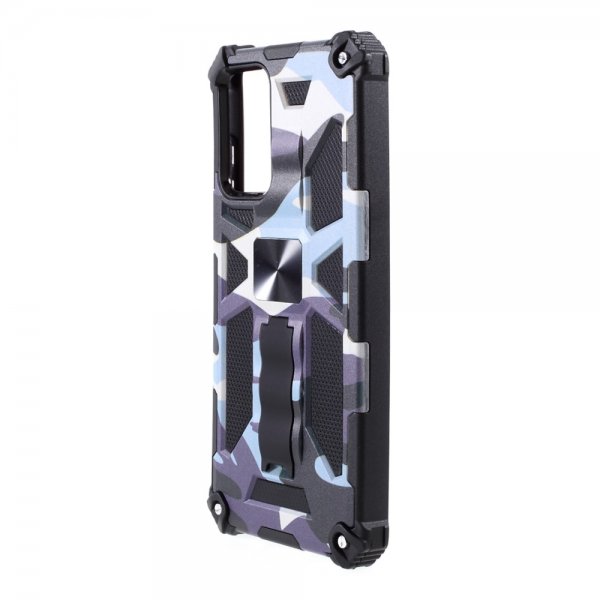 Samsung Galaxy A72 Skal med Metallplatta Stativfunktion Camouflage Navy