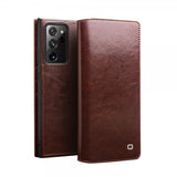 Qialino Samsung Galaxy Note 20 Ultra Fodral Äkta Läder Brun