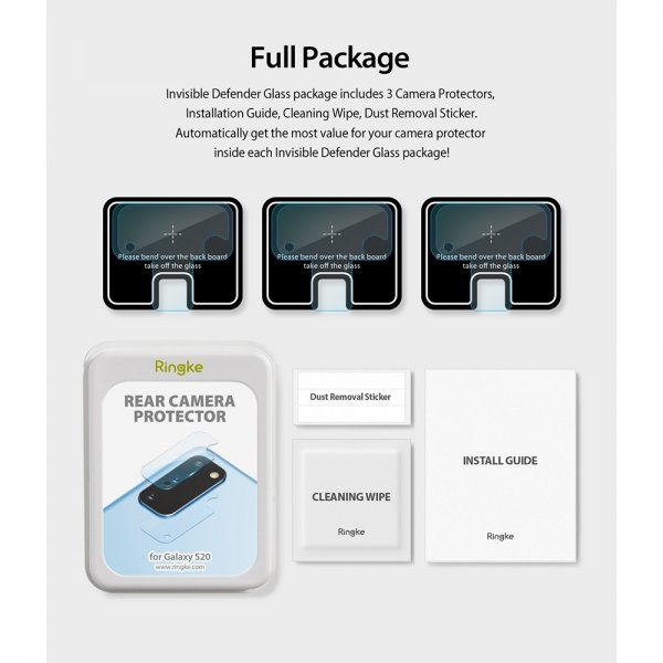 Ringke Samsung Galaxy S20 Kameraskydd Camera Protector Glass 3-pack