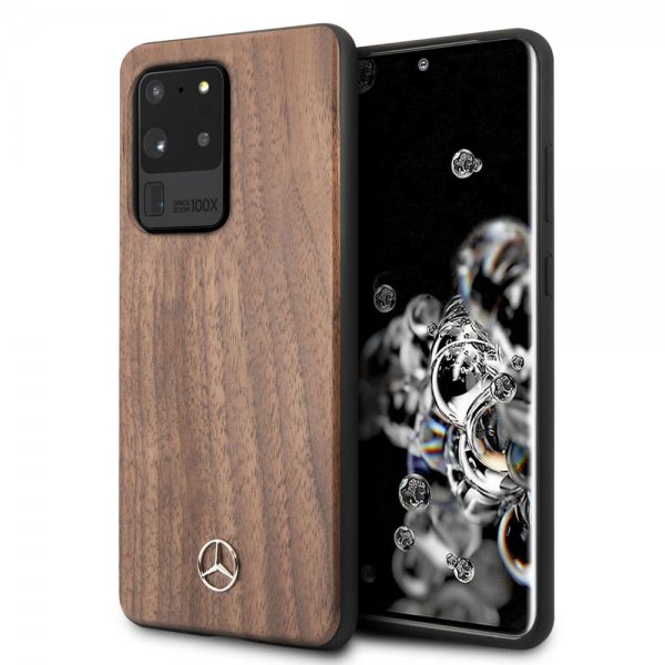 Mercedes Benz Samsung Galaxy S20 Ultra Skal Wood Line Brun