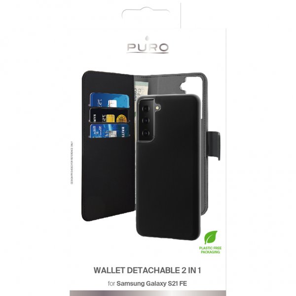 Puro Samsung Galaxy S21 FE Fodral Wallet Detachable 2 in 1 Svart