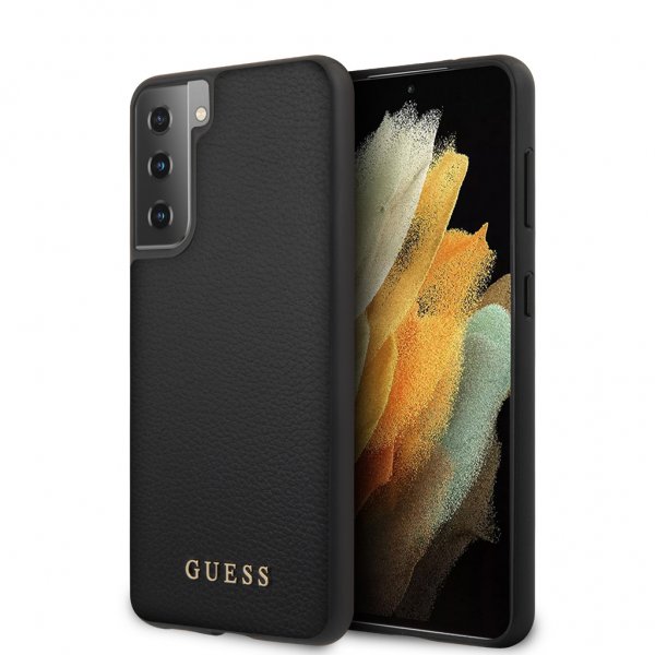 Guess Samsung Galaxy S21 Plus Skal Lädertextur Svart