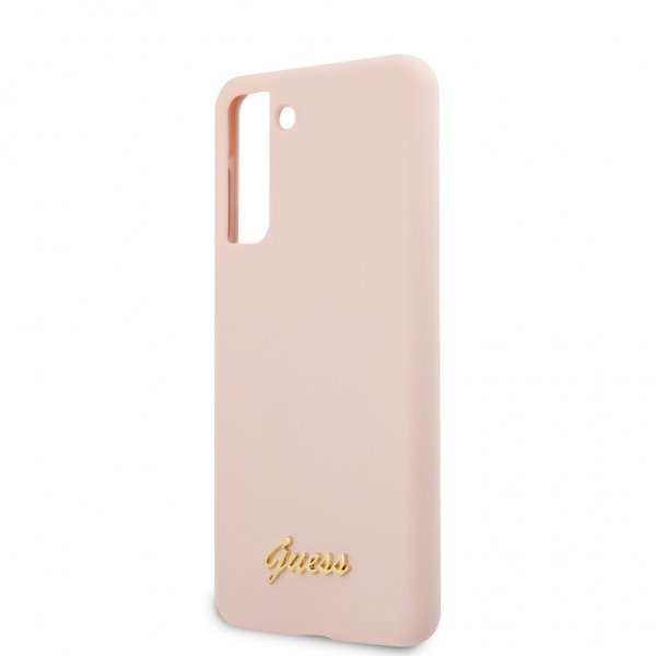 Guess Samsung Galaxy S21 Skal Metal Logo Rosa