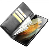 Qialino Samsung Galaxy S21 Ultra Fodral Äkta Läder Svart