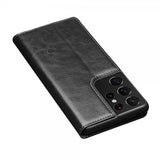 Qialino Samsung Galaxy S21 Ultra Fodral Äkta Läder Svart