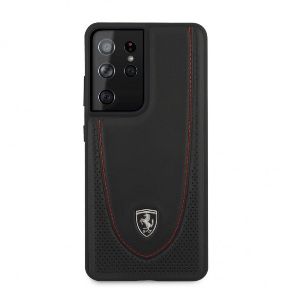 Ferrari Samsung Galaxy S21 Ultra Fodral Logo Perforerad Svart