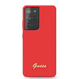 Guess Samsung Galaxy S21 Ultra Skal Metal Logo Röd