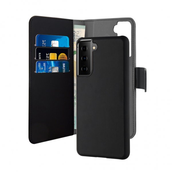 Puro Samsung Galaxy S22 Plus Fodral Wallet Detachable 2 in 1 Svart