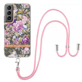 Samsung Galaxy S22 Plus Skal Blommönster med Strap Lila Pioner