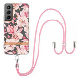 Samsung Galaxy S22 Plus Skal Blommönster med Strap Rosa Gardenia