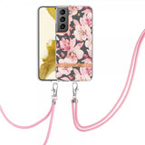 Samsung Galaxy S22 Plus Skal Blommönster med Strap Rosa Gardenia