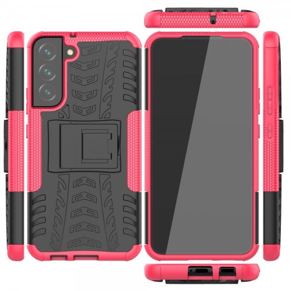Samsung Galaxy S22 Plus Skal Däckmönster Stativfunktion Magenta
