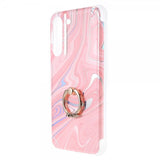Samsung Galaxy S22 Plus Skal med Ring Marmormönster Rosa