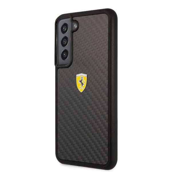 Ferrari Samsung Galaxy S22 Plus Skal Real Carbon Metal Logo Svart