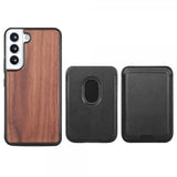 Samsung Galaxy S22 Plus Skal Trä Löstagbar Korthållare Walnut