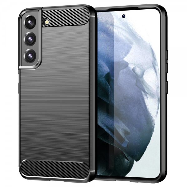 Samsung Galaxy S22 Skal Borstad Kolfibertextur Svart