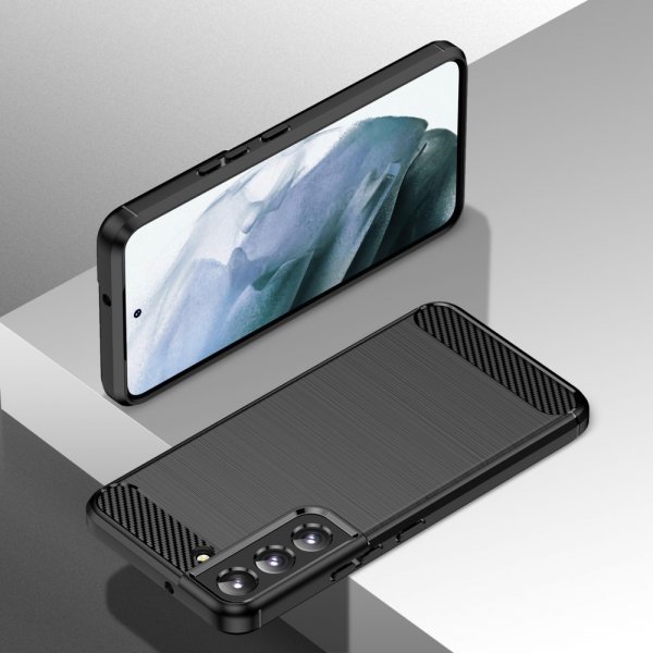 Samsung Galaxy S22 Skal Borstad Kolfibertextur Svart