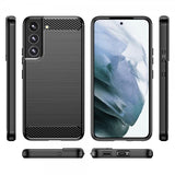 Samsung Galaxy S22 Skal Borstad Kolfibertextur Svart