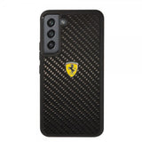 Ferrari Samsung Galaxy S22 Skal Real Carbon Metal Logo Svart