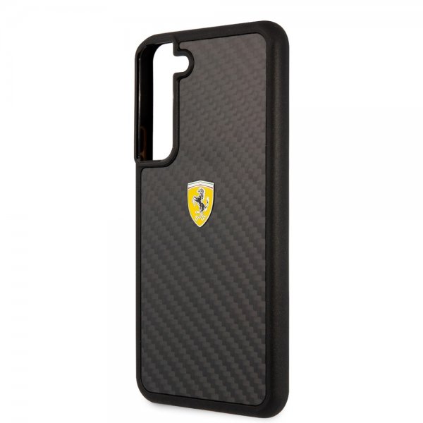 Ferrari Samsung Galaxy S22 Skal Real Carbon Metal Logo Svart