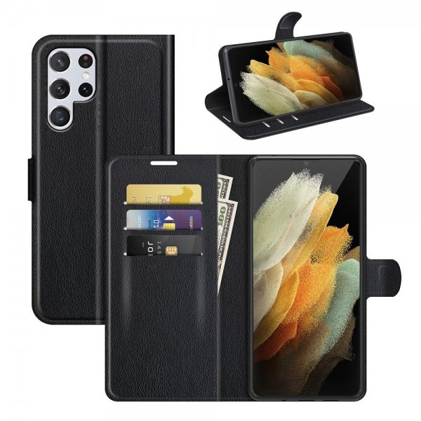 Nordic Covers Samsung Galaxy S22 Ultra Fodral Litchi Raven Black