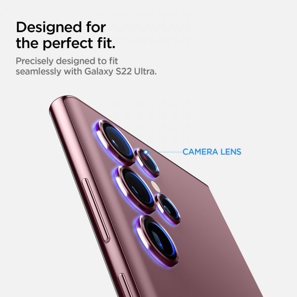 Spigen Samsung Galaxy S22 Ultra Kameraskydd GLAS.tR EZ Fit Optik Pro 2-pack Burgundy