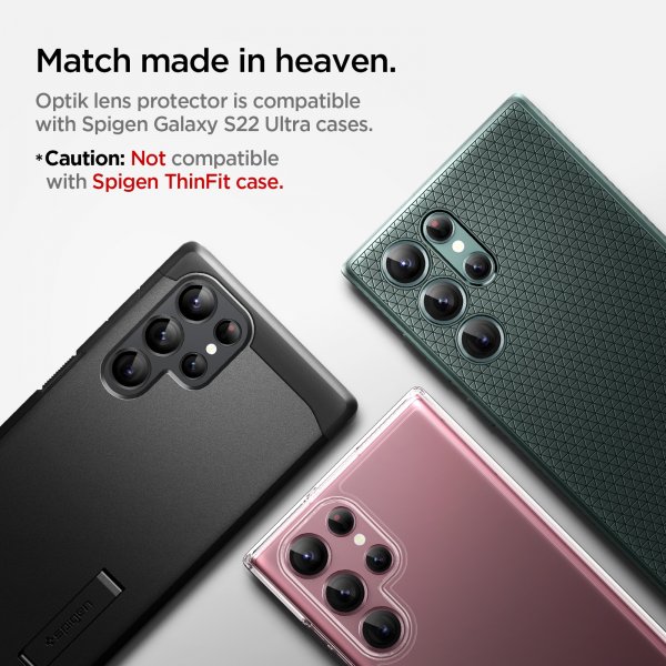 Spigen Samsung Galaxy S22 Ultra Kameraskydd GLAS.tR EZ Fit Optik Pro 2-pack Grön