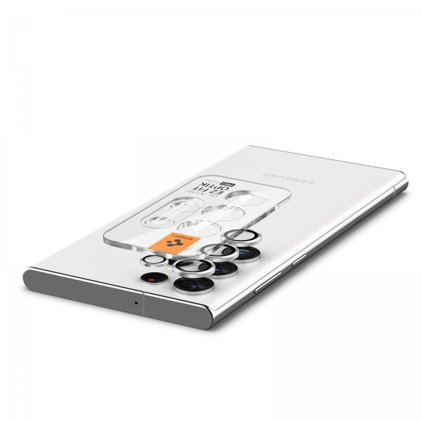 Spigen Samsung Galaxy S22 Ultra Kameraskydd GLAS.tR EZ Fit Optik Pro 2-pack Phantom White