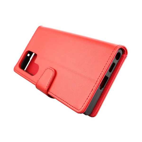 Rvelon Samsung Galaxy S22 Ultra Fodral Utfällbart Kortfack Röd