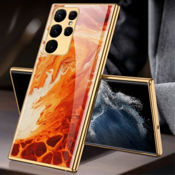 GKK Samsung Galaxy S22 Ultra Skal Motiv Marmor Röd