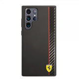 Ferrari Samsung Galaxy S22 Ultra Skal Vertical Stripe Metal Logo Svart