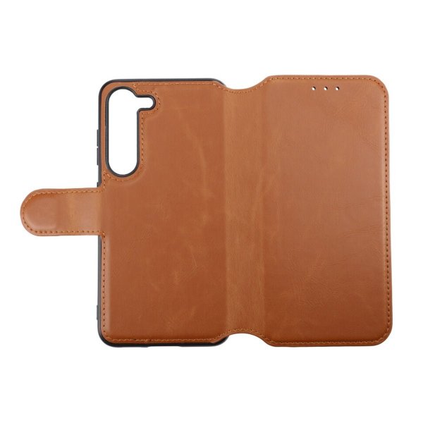 Rvelon Samsung Galaxy S23 Fodral Utfällbart Kortfack Brun