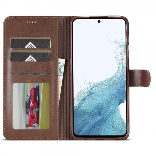 Lc.Imeeke Samsung Galaxy S23 FE Fodral med Kortfack Stativfunktion Brun