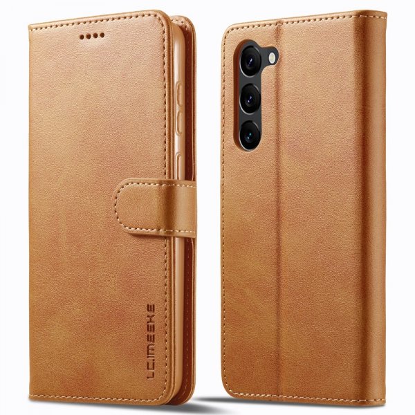 Lc.Imeeke Samsung Galaxy S23 Fodral med Kortfack Stativfunktion Brun