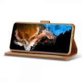 Lc.Imeeke Samsung Galaxy S23 Fodral med Kortfack Stativfunktion Brun