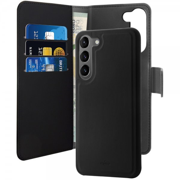 Puro Samsung Galaxy S23 Fodral Wallet Detachable 2 in 1 Svart