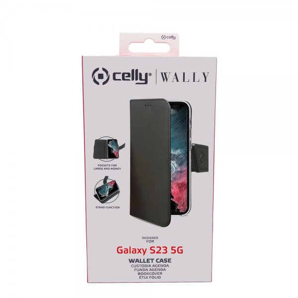 Celly Samsung Galaxy S23 Fodral Wally Wallet Case Svart