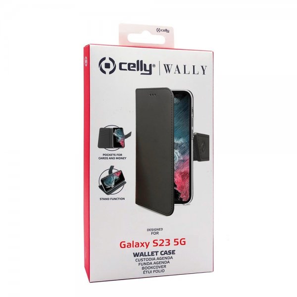 Celly Samsung Galaxy S23 Fodral Wally Wallet Case Svart