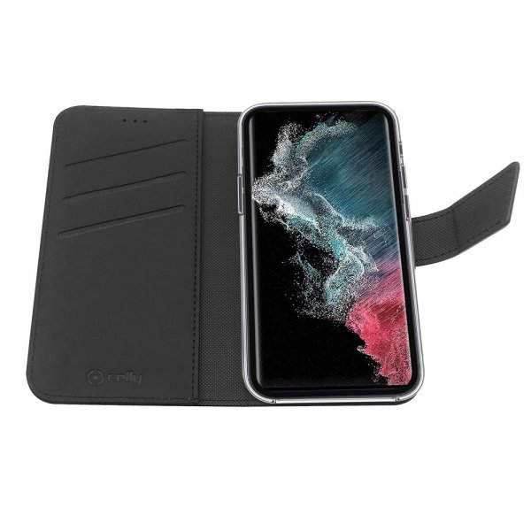 Celly Samsung Galaxy S23 Fodral Wally Wallet Case Svart
