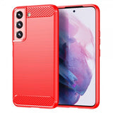 Samsung Galaxy S23 Plus Skal Borstad Kolfibertextur Röd