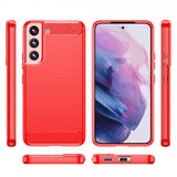 Samsung Galaxy S23 Plus Skal Borstad Kolfibertextur Röd
