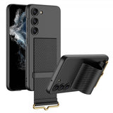 GKK Samsung Galaxy S23 Plus Skal Hand Strap Kolfibertextur Svart