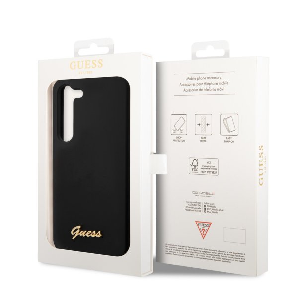 Guess Samsung Galaxy S23 Plus Skal Liquid Silicone Metal Logo Svart