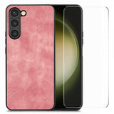 Enkay Samsung Galaxy S23 Plus Skal med Skärmskydd Lädertextur Rosa