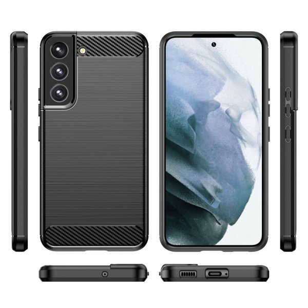 Samsung Galaxy S23 Skal Borstad Kolfibertextur Svart