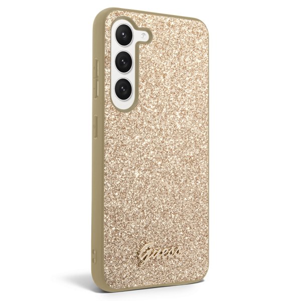 Guess Samsung Galaxy S23 Skal Fixed Glitter Case Guld