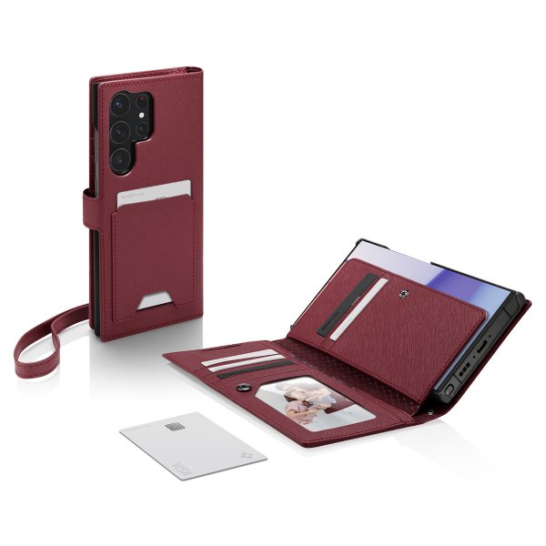Spigen Samsung Galaxy S23 Ultra Fodral Wallet S Plus Burgundy