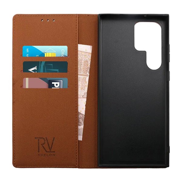Rvelon Samsung Galaxy S23 Ultra Fodral Magnetiskt Avtagbart Skal Brun