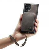 CaseMe Samsung Galaxy S23 Ultra Skal C20 Kortfack Dragkedja Kaffe